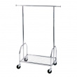 Mobile clothes rack with solid wheels, ALBERT, 90 x H 130-170 cm, Silver