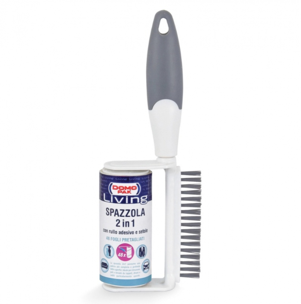 Lint Rolle with Brush, SPAZZOLA 2 in 1, 48 sheets, White / grey in the group Storage / Laundry and care / Ironing accessories at SmartaSaker.se (41389)