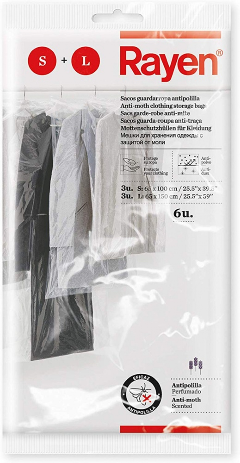 Cloth covers /Transparent Bags, Scented, Short + Long, Set of 6, SACOS GUARDARROPA, Clear in the group Storage / Wardrobe storage / Garment covers at SmartaSaker.se (41393)