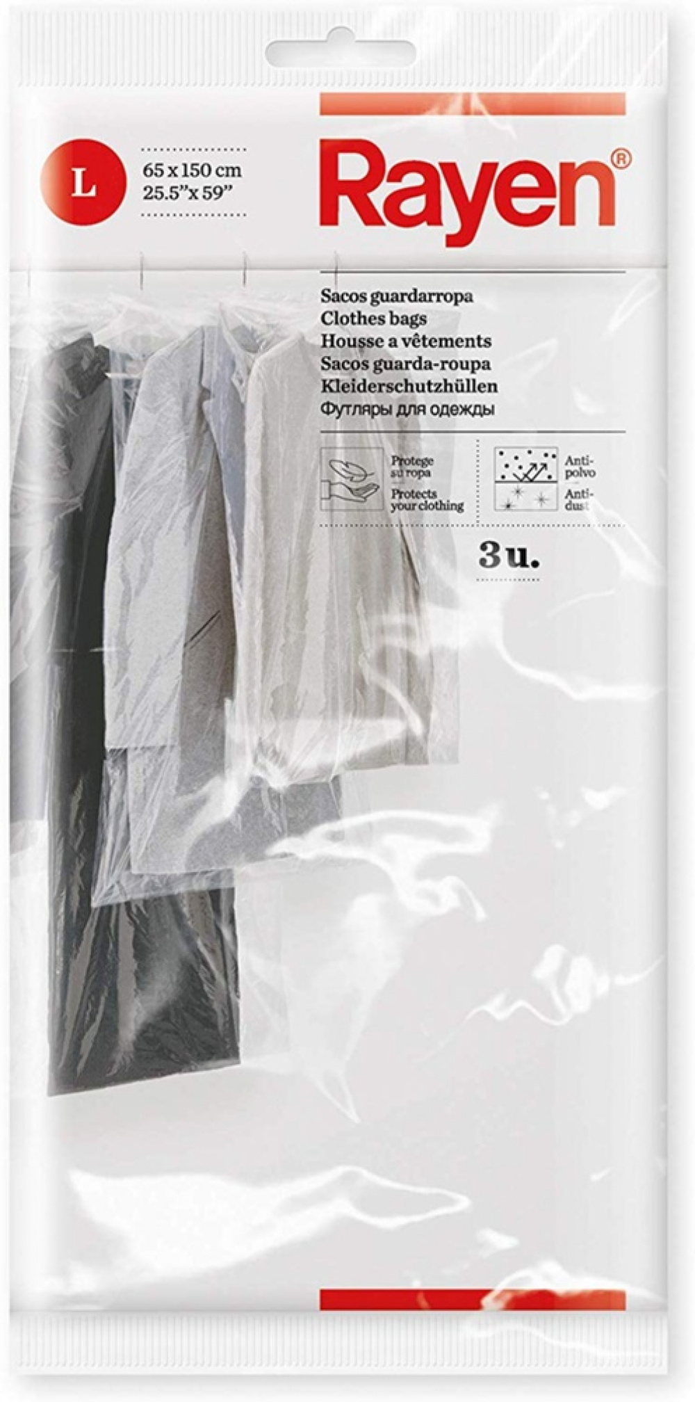Cloth covers /Transparent Bags, Extra Long, Set of 3, SACOS GUARDARROPA, 65 x H150 cm, Clear in the group Storage / Wardrobe storage / Garment covers at SmartaSaker.se (41394)