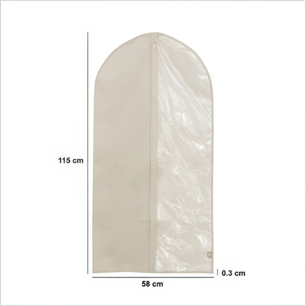 Garment bag, DRESSY CLOTHES COVER, 58 x H 115 cm, Beige /Transparent in the group Storage / Wardrobe storage / Garment covers at SmartaSaker.se (41400)