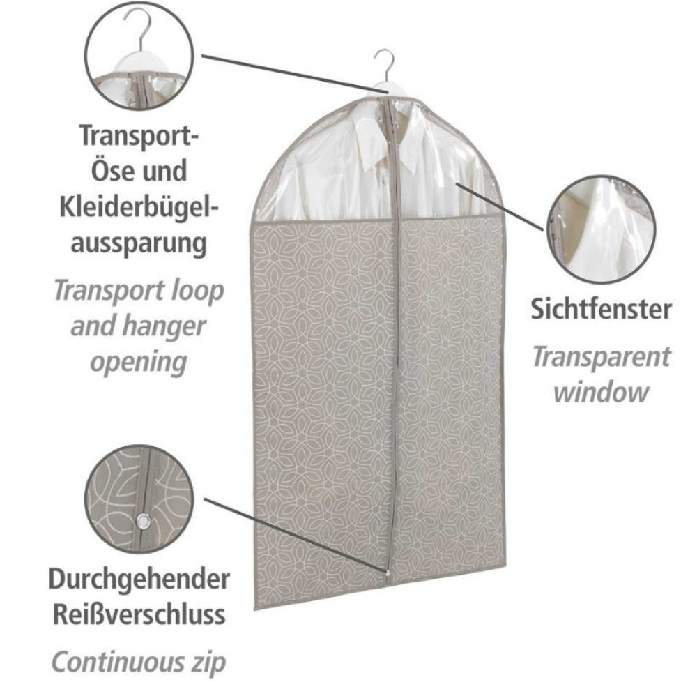 Dress cover / Garment bag, BALANCE, 60 x H 100, Taupe in the group Storage / Wardrobe storage / Garment covers at SmartaSaker.se (41406)