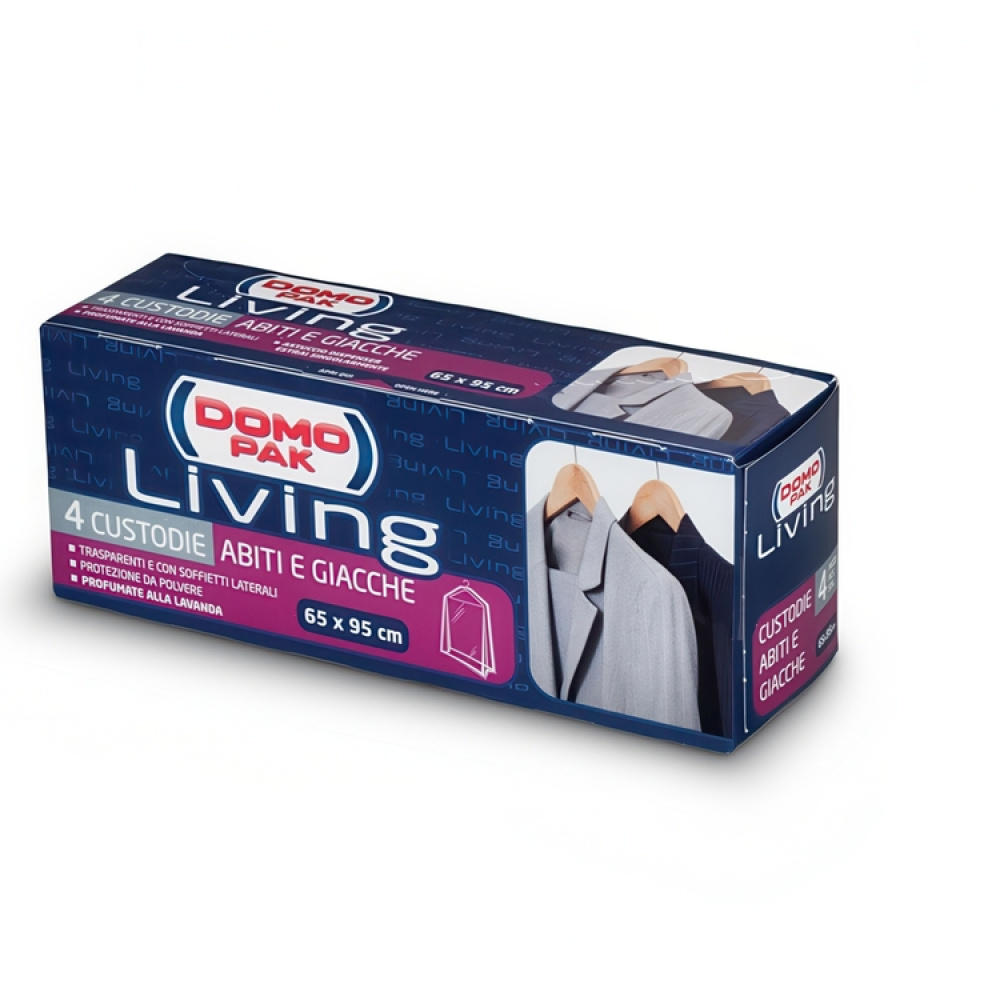 Clothing cover, short, transparent plastic, Set of 4, Lavender scented, LIVING, 65 x H 95 cm, Clear in the group Storage / Wardrobe storage / Garment covers at SmartaSaker.se (41418)