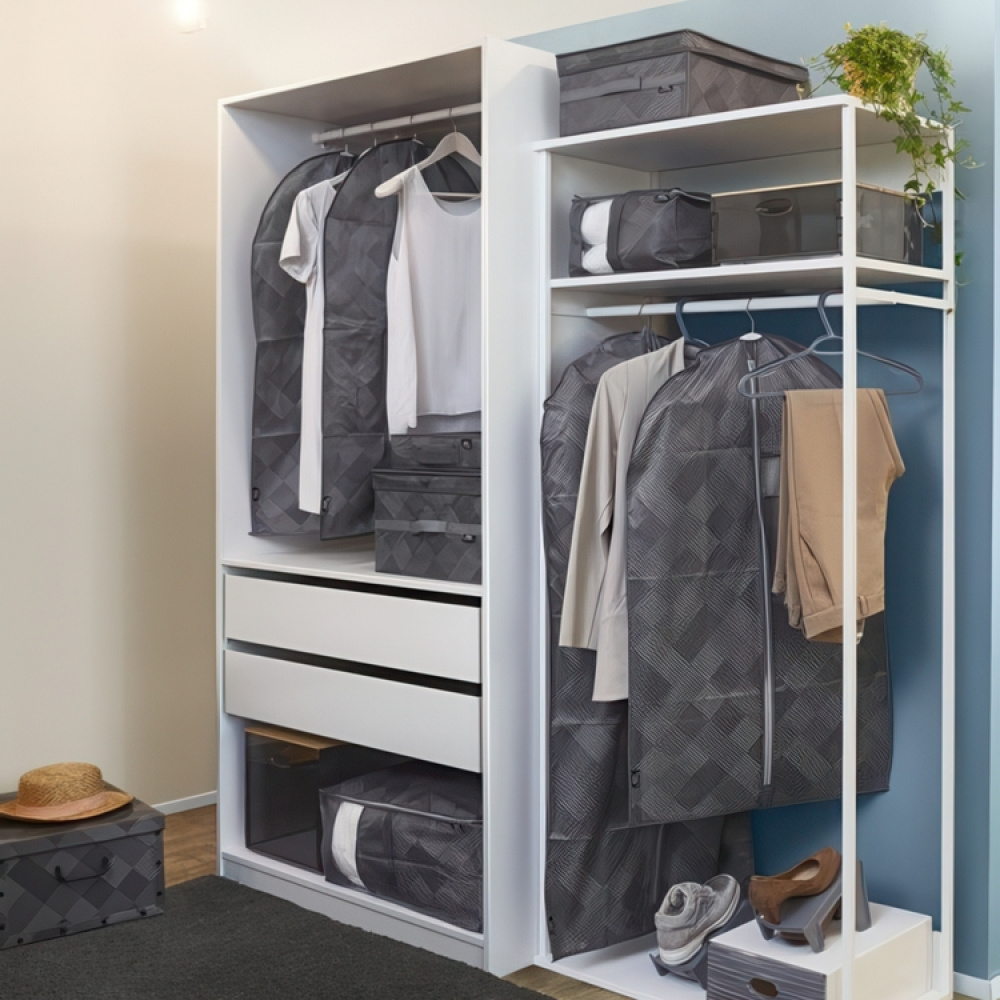 Dress cover / Garment bag, Short, PIXEL, 60 x H100 cm, Dark Grey in the group Storage / Wardrobe storage / Garment covers at SmartaSaker.se (41422)