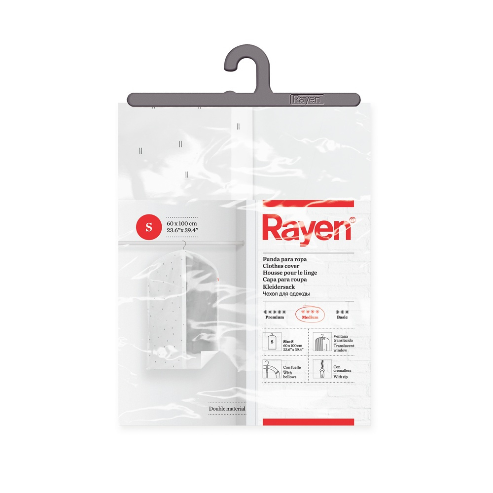 Dress cover / Garment bag, Short, RAIN, 60 x 5 x H 100 cm, Transparent / White in the group Storage / Wardrobe storage / Garment covers at SmartaSaker.se (41423)