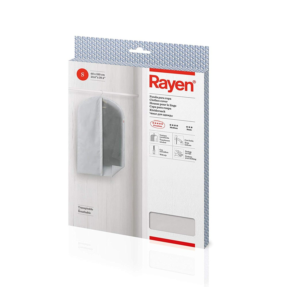 Dress cover / Garment bag, Short, RAYEN PREMIUM, 60 x 5 x H 100 cm, Light Grey in the group Storage / Wardrobe storage / Garment covers at SmartaSaker.se (41424)