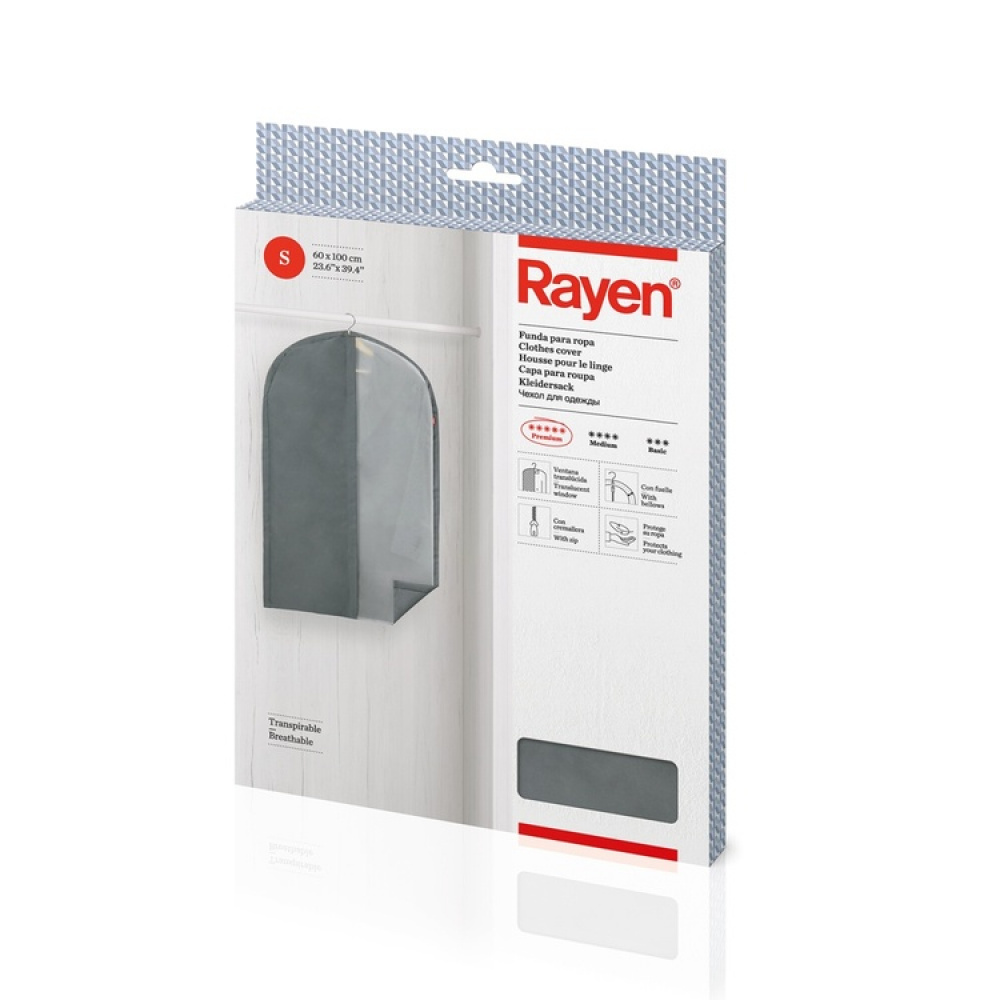 Dress cover / Garment bag, Short, RAYEN PREMIUM, 60 x 5 x H 100 cm, Dark Grey in the group Storage / Wardrobe storage / Garment covers at SmartaSaker.se (41425)