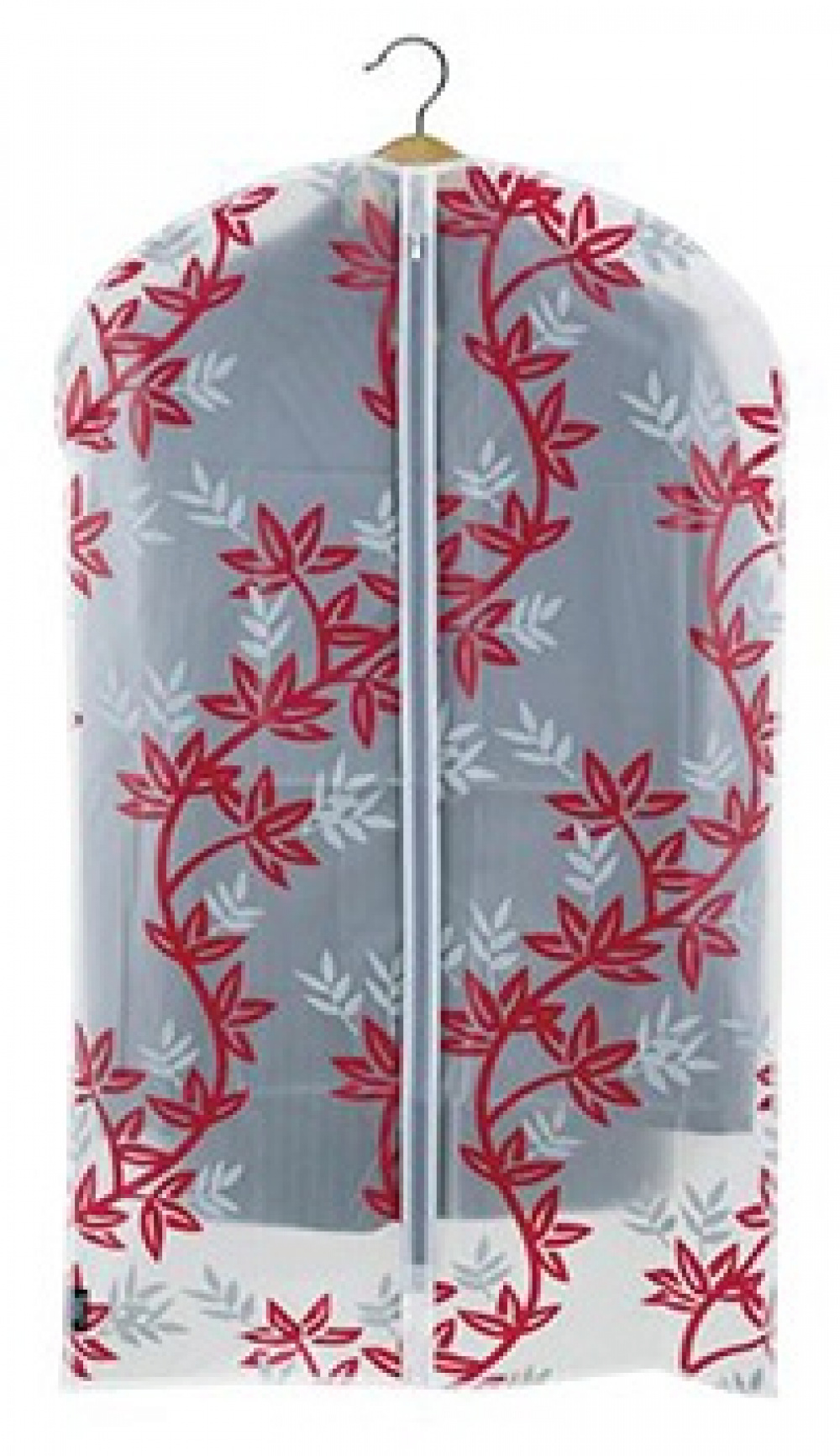 Dress cover / Garment bag, Short, RED LEAF, 60 x H 100 cm, White / Red in the group Storage / Wardrobe storage / Garment covers at SmartaSaker.se (41426)
