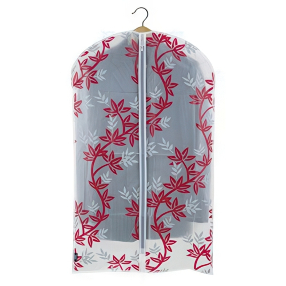 Dress cover / Garment bag, Short, RED LEAF, 60 x H 100 cm, White / Red in the group Storage / Wardrobe storage / Garment covers at SmartaSaker.se (41426)