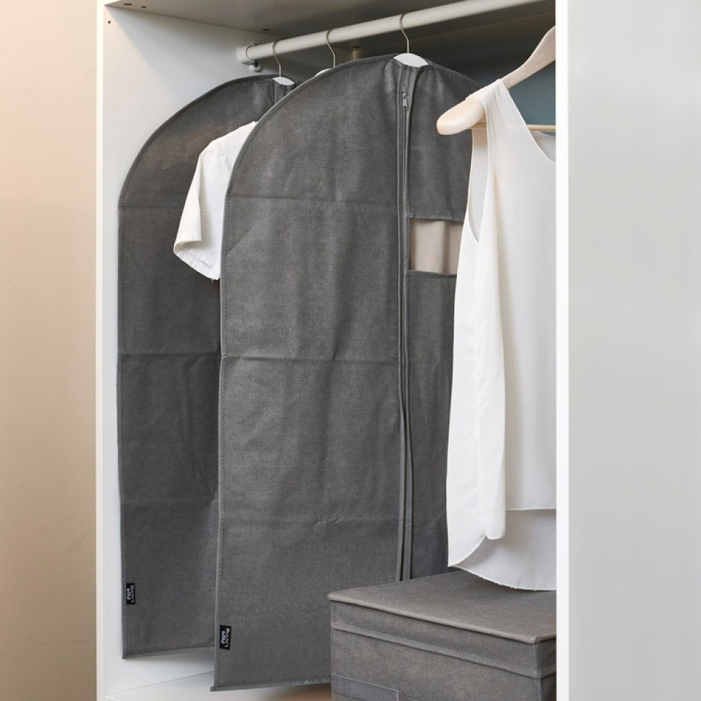 Dress cover / Garment bag, Short, STONE GREY, 60 x H100 cm, Grey in the group Storage / Wardrobe storage / Garment covers at SmartaSaker.se (41427)