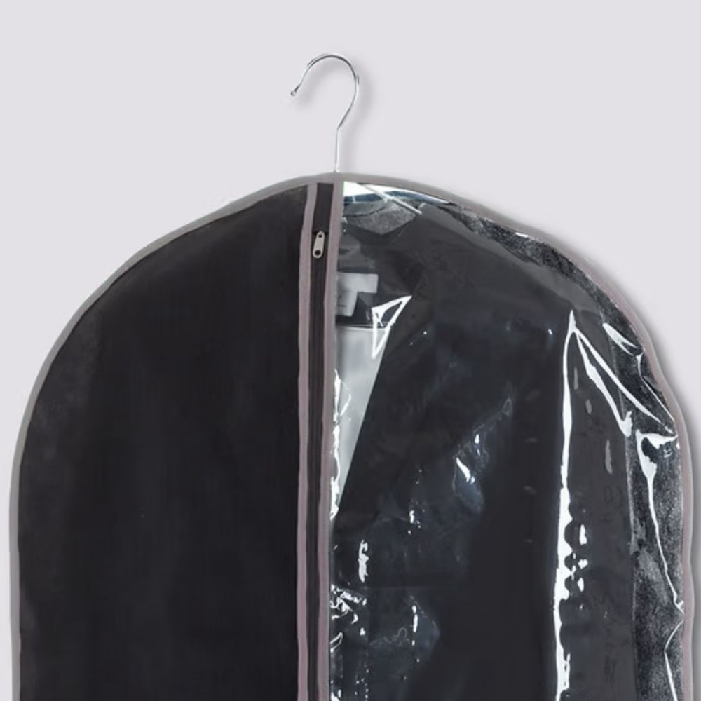 Garment bag, Short, SUIT COVER, 60 x H 100, Black/ Transparent in the group Storage / Wardrobe storage / Garment covers at SmartaSaker.se (41428)