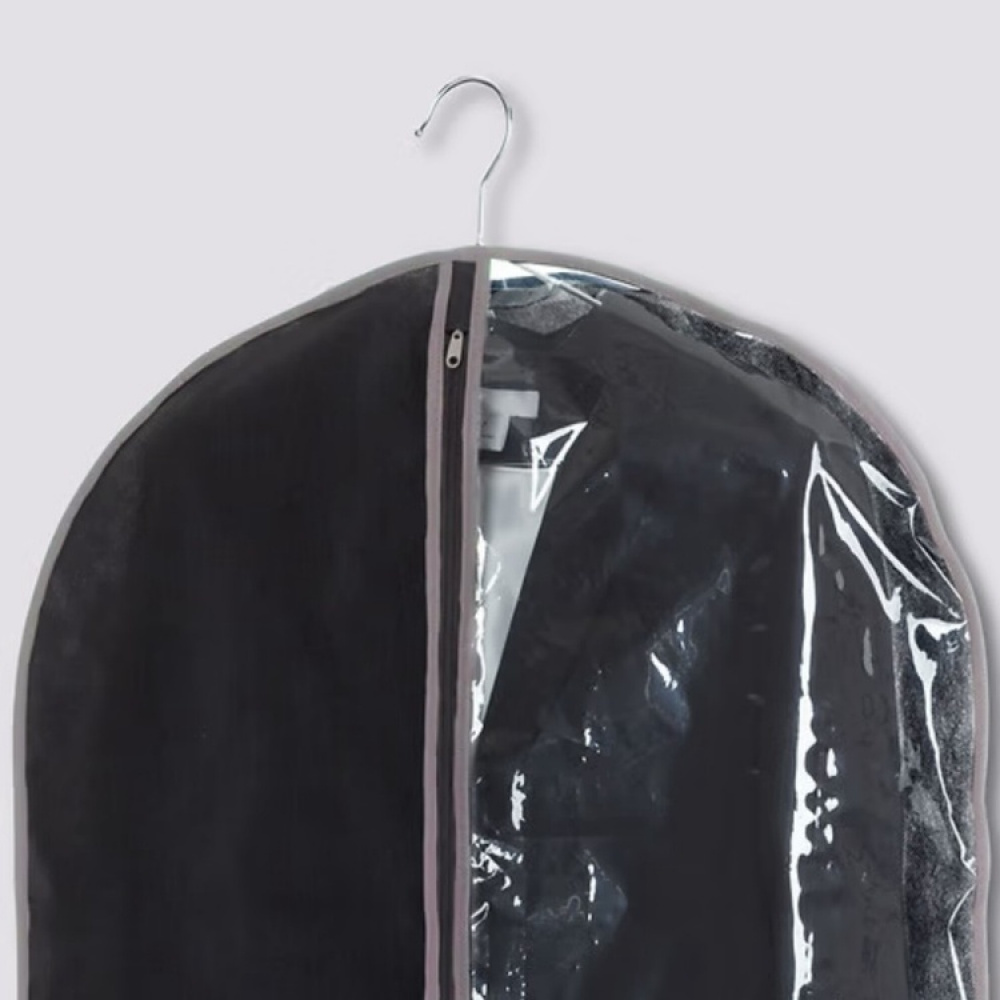 Garment bag, Short, SUIT COVER, 60 x H 100, Black/ Transparent in the group Storage / Wardrobe storage / Garment covers at SmartaSaker.se (41428)