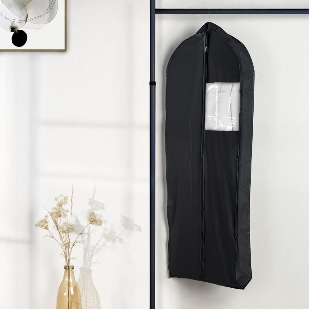 Dress cover, Long & Wide, DEEP BLACK, 60 x 12 x H 135 cm, Black in the group Storage / Wardrobe storage / Garment covers at SmartaSaker.se (41436)
