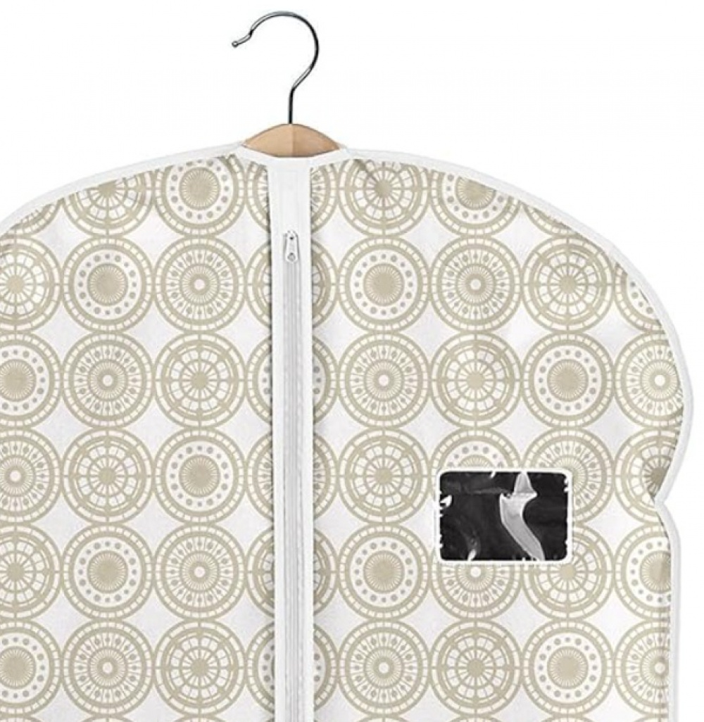 Dress cover / Garment bag, Long, ELLA SAND, 60 x H135 cm, White / beige in the group Storage / Wardrobe storage / Garment covers at SmartaSaker.se (41438)