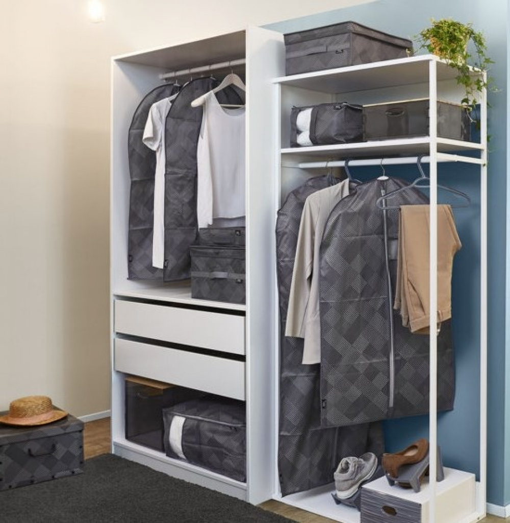 Dress cover / Garment bag, Long, PIXEL, 60 x H135 cm, Dark Grey in the group Storage / Wardrobe storage / Garment covers at SmartaSaker.se (41444)