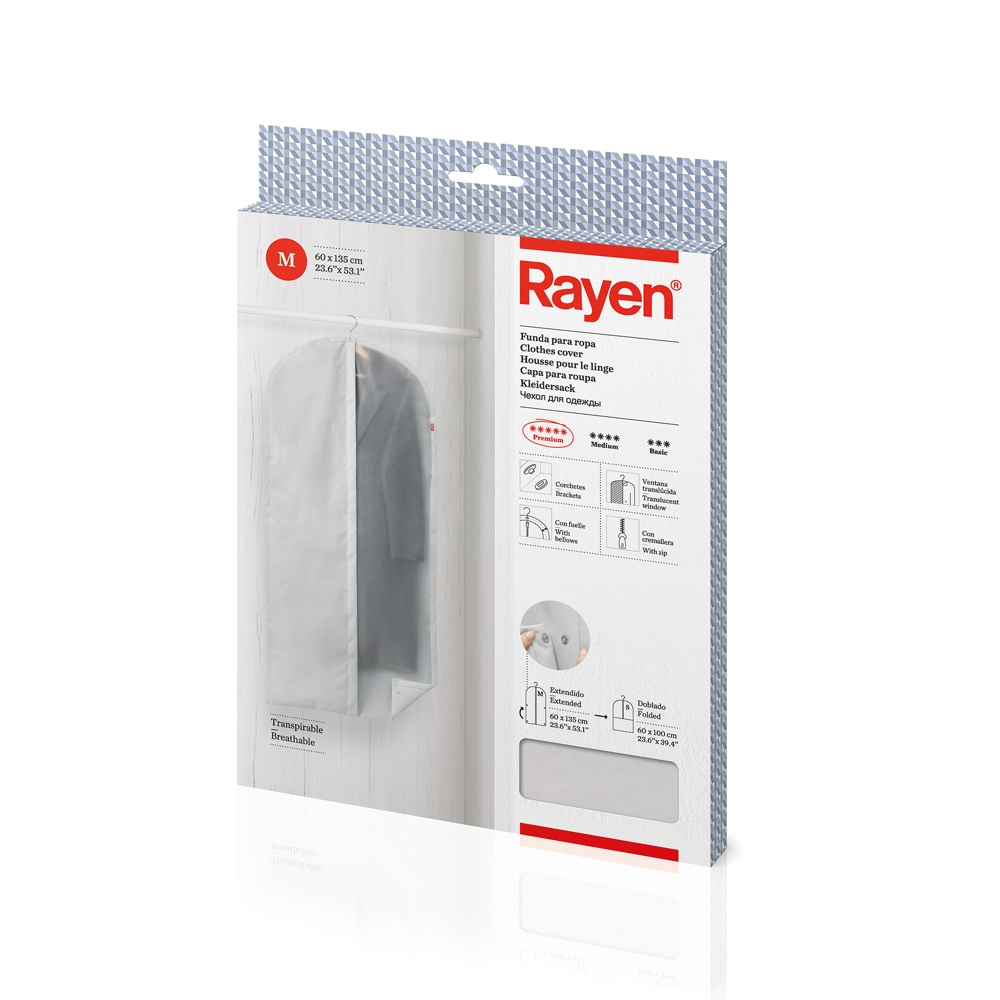 Garment bag, Long, RAYEN PREMIUM, 60 x 5 x H 135 cm, Light Grey in the group Storage / Wardrobe storage at SmartaSaker.se (41445)