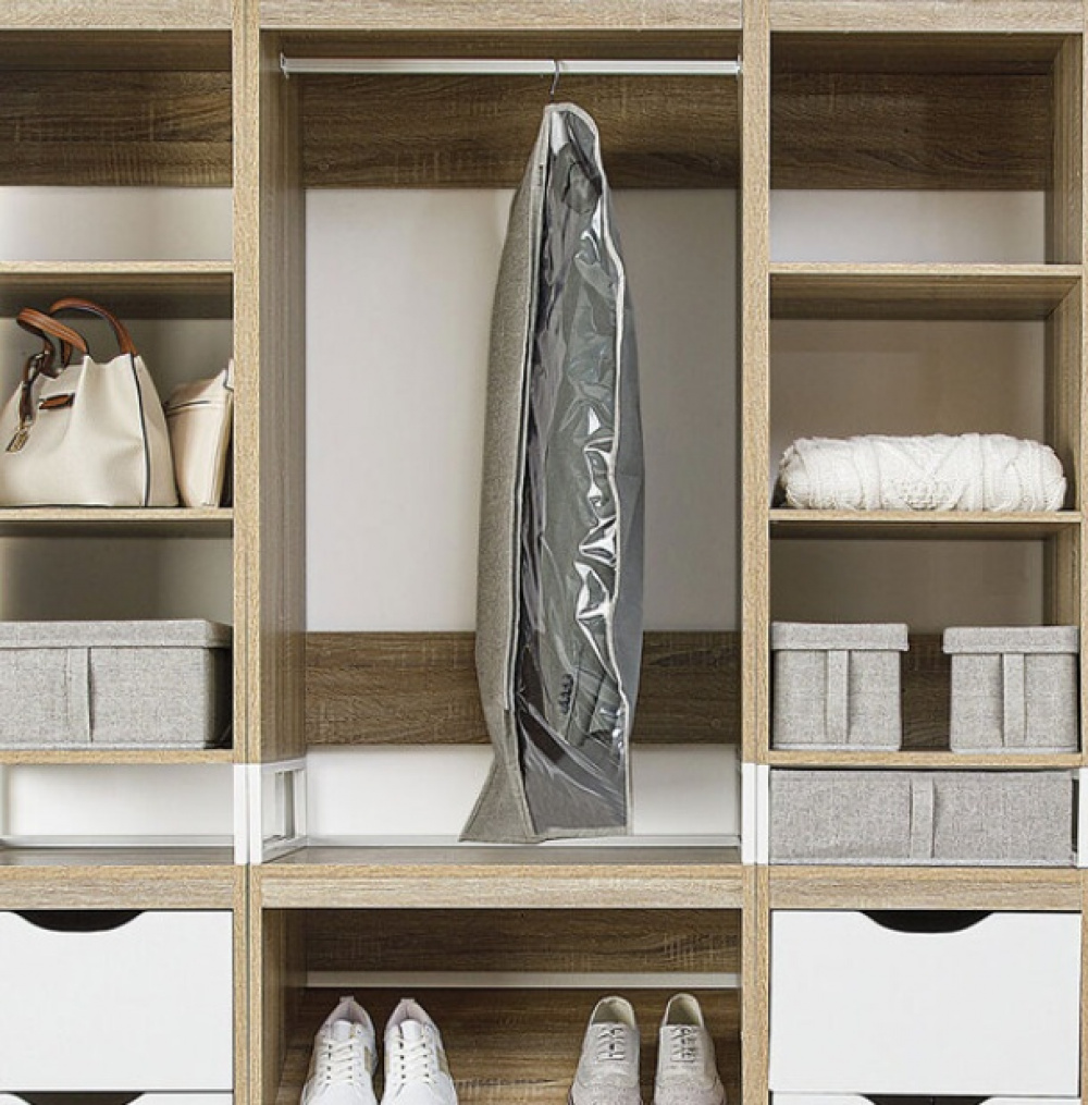 Garment bag, Short, ORGA, 60 x H 100 , Beige-Grey in the group Storage / Wardrobe storage / Garment covers at SmartaSaker.se (41450)