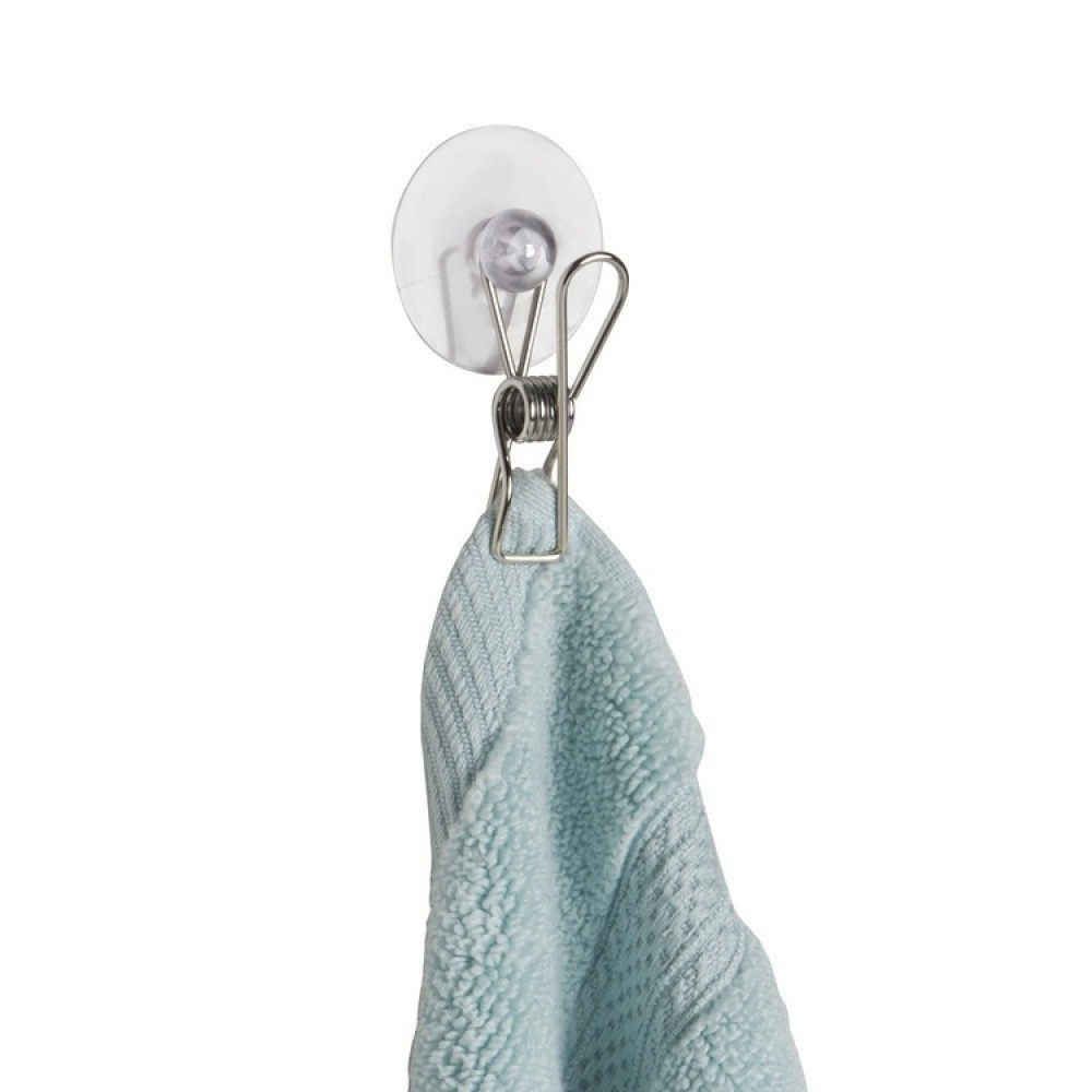 Multi Purpose Clips / Clamps, 4 pcs, SUCTION CLIPS, Silver in the group Storage / Bathroom storage at SmartaSaker.se (41458)