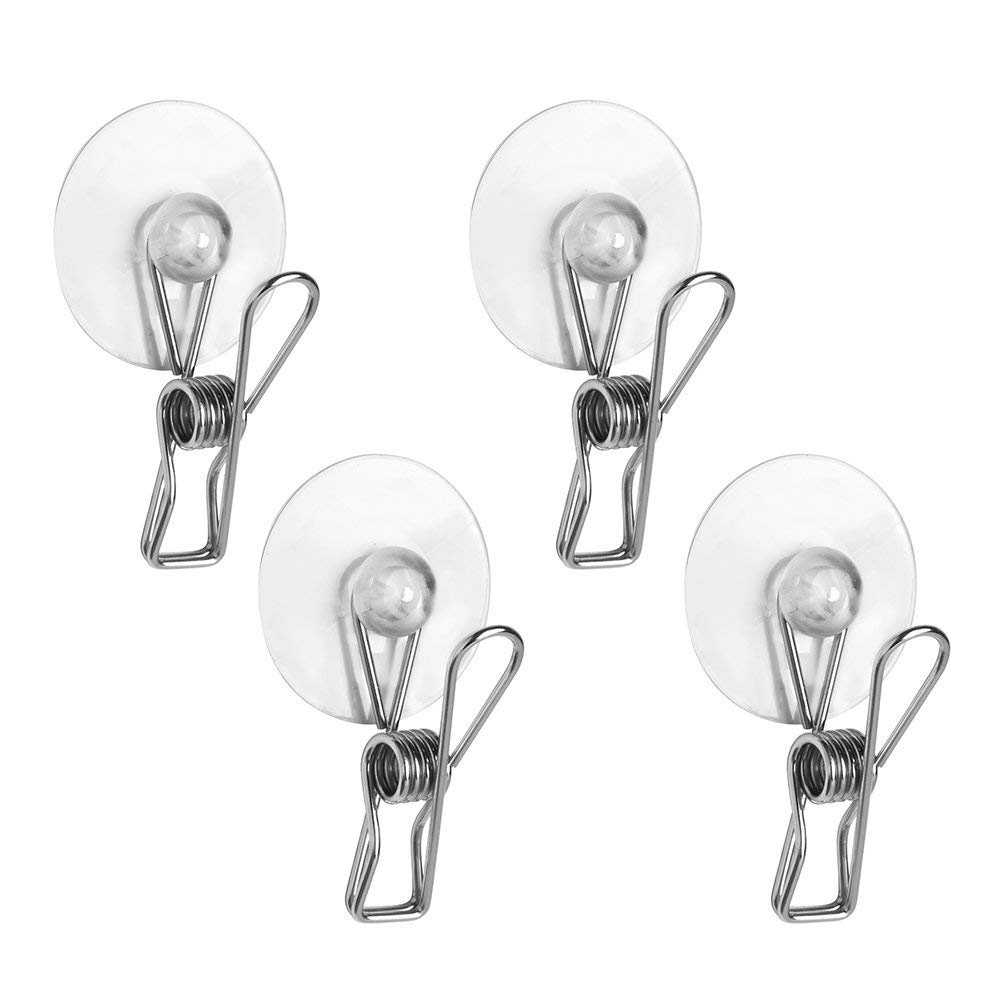 Multi Purpose Clips / Clamps, 4 pcs, SUCTION CLIPS, Silver in the group Storage / Bathroom storage at SmartaSaker.se (41458)