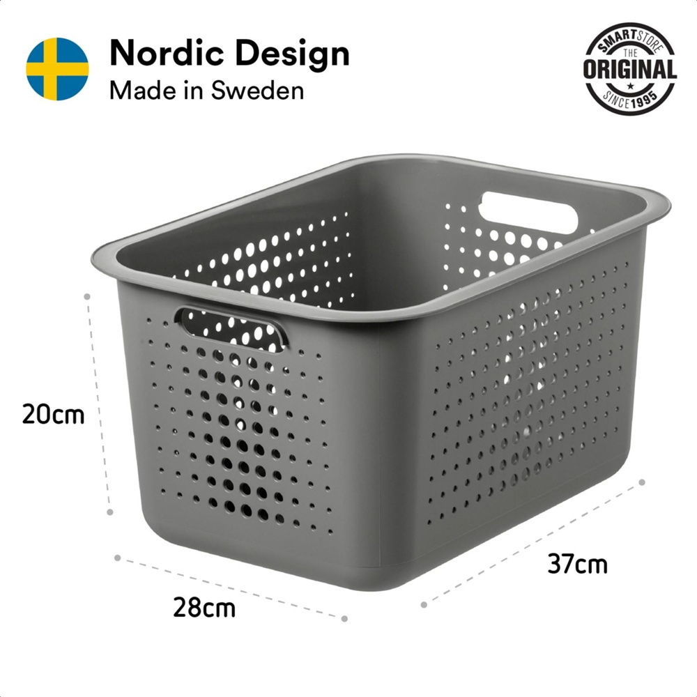 Basket, SMARTSTORE 13L BASKET RECYCLED, 37 x 28 x H20 cm, Grey in the group Storage / Storage boxes / SmartStore storage boxes at SmartaSaker.se (41468)