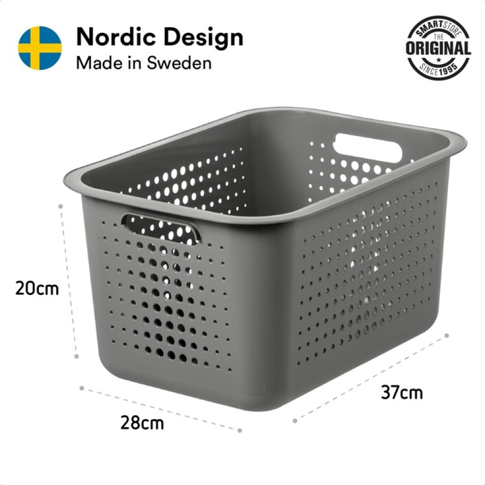 Basket, SMARTSTORE 13L BASKET RECYCLED, 37 x 28 x H20 cm, Grey in the group Storage / Storage boxes / SmartStore storage boxes at SmartaSaker.se (41468)