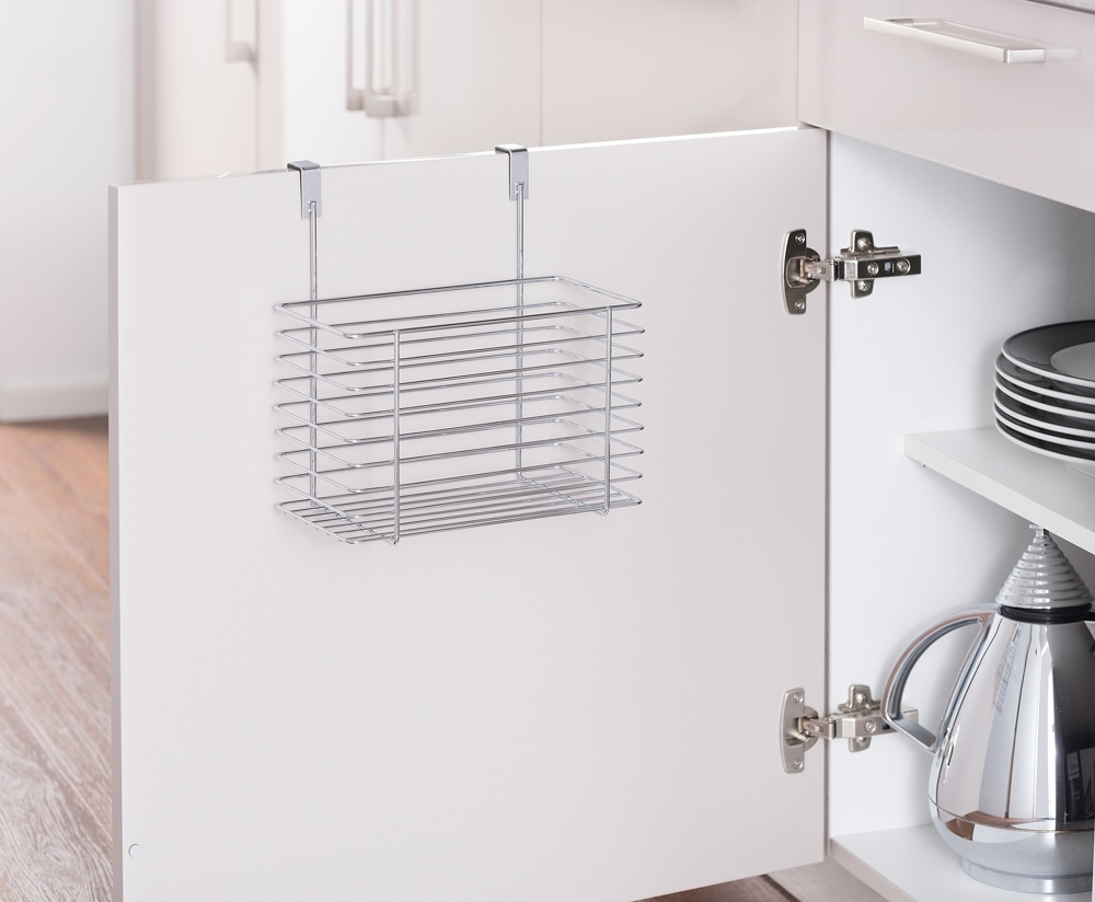 Basket in metal for cabinet door, LARGE EINHÄNGEKORB, 24 x 15 x H24,5cm, Silver in the group Storage / Kitchen storage / Kitchen cabinet organizers at SmartaSaker.se (41481)