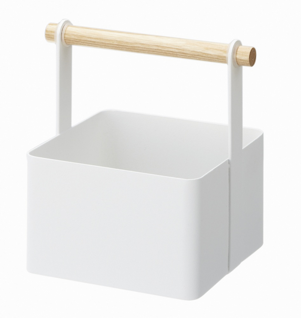 Tool box with wooden handel, TOSCA , 16 x 13 x H 16 cm, Yamazaki, White in the group Storage / Cleaning and waste sorting / Cleaning baskets at SmartaSaker.se (41484)