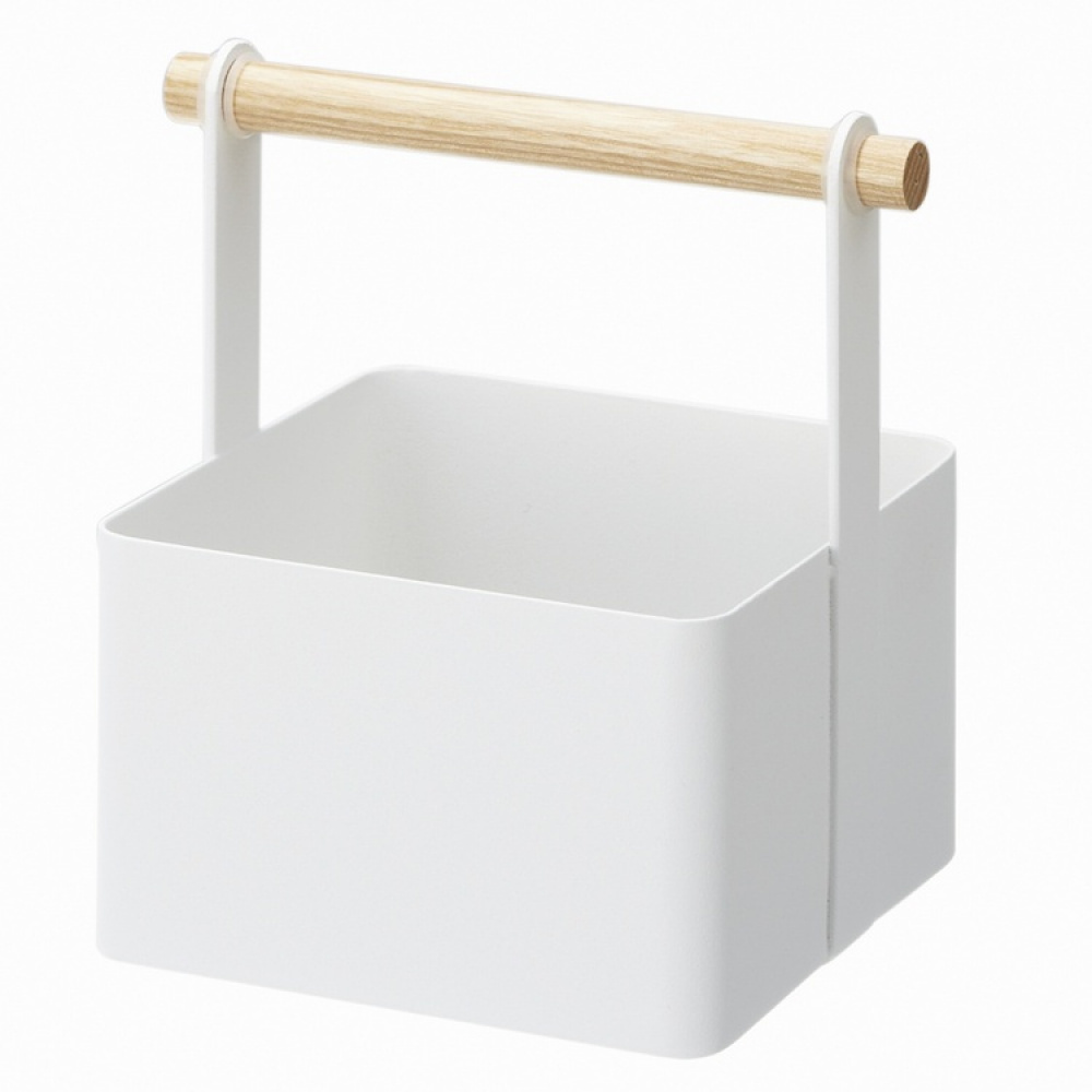 Tool box with wooden handel, TOSCA , 16 x 13 x H 16 cm, Yamazaki, White in the group Storage / Cleaning and waste sorting / Cleaning baskets at SmartaSaker.se (41484)