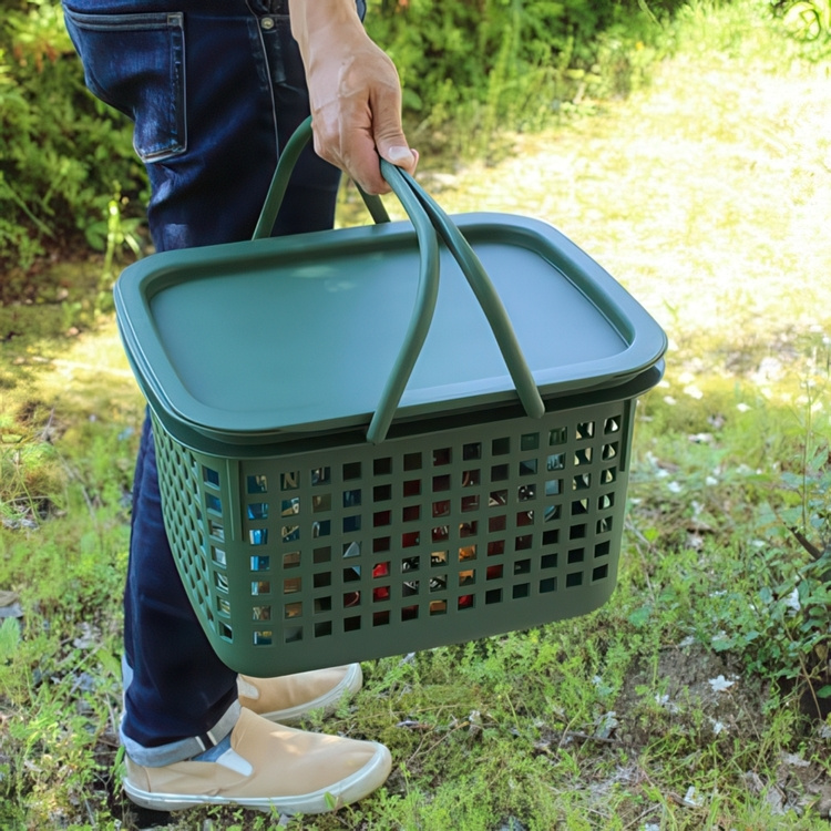 Basket with Lid from Japan, 23 L, CESTINO MEDIUM, 42 × 35 × H 25 cm, Green in the group Storage / Storage room and garage / Baskets and buckets at SmartaSaker.se (41490)