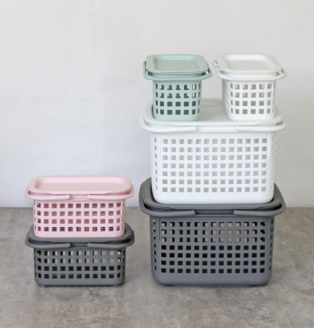 Basket with Lid from Japan, 23 L, CESTINO MEDIUM, 42 × 35 × H 25 cm, Green in the group Storage / Storage room and garage / Baskets and buckets at SmartaSaker.se (41490)
