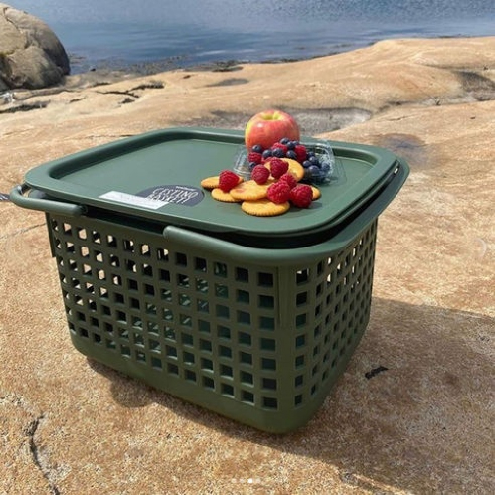 Basket with Lid from Japan, 23 L, CESTINO MEDIUM, 42 × 35 × H 25 cm, Green in the group Storage / Storage room and garage / Baskets and buckets at SmartaSaker.se (41490)