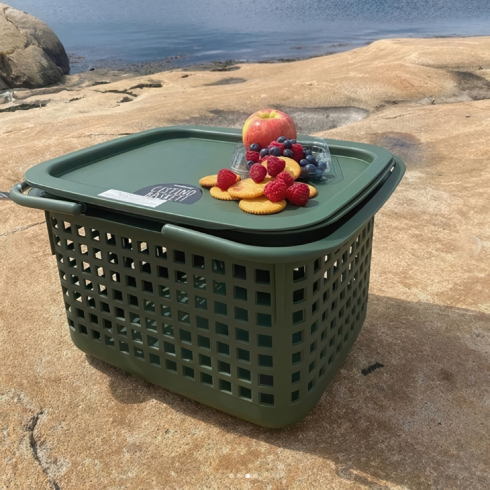 Basket with Lid from Japan, 23 L, CESTINO MEDIUM, 42 × 35 × H 25 cm, Green in the group Storage / Storage room and garage / Baskets and buckets at SmartaSaker.se (41490)