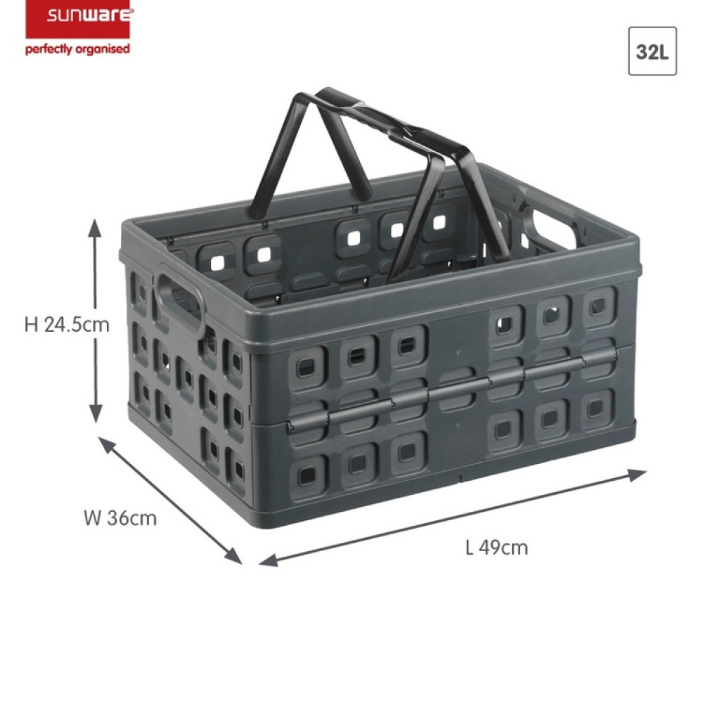 Basket, Foldable, With handle, 32 L, LARGE VOUWKRAT, 49 x 36 x H24,5 cm, Dark Grey in the group Storage / Storage room and garage at SmartaSaker.se (41497)