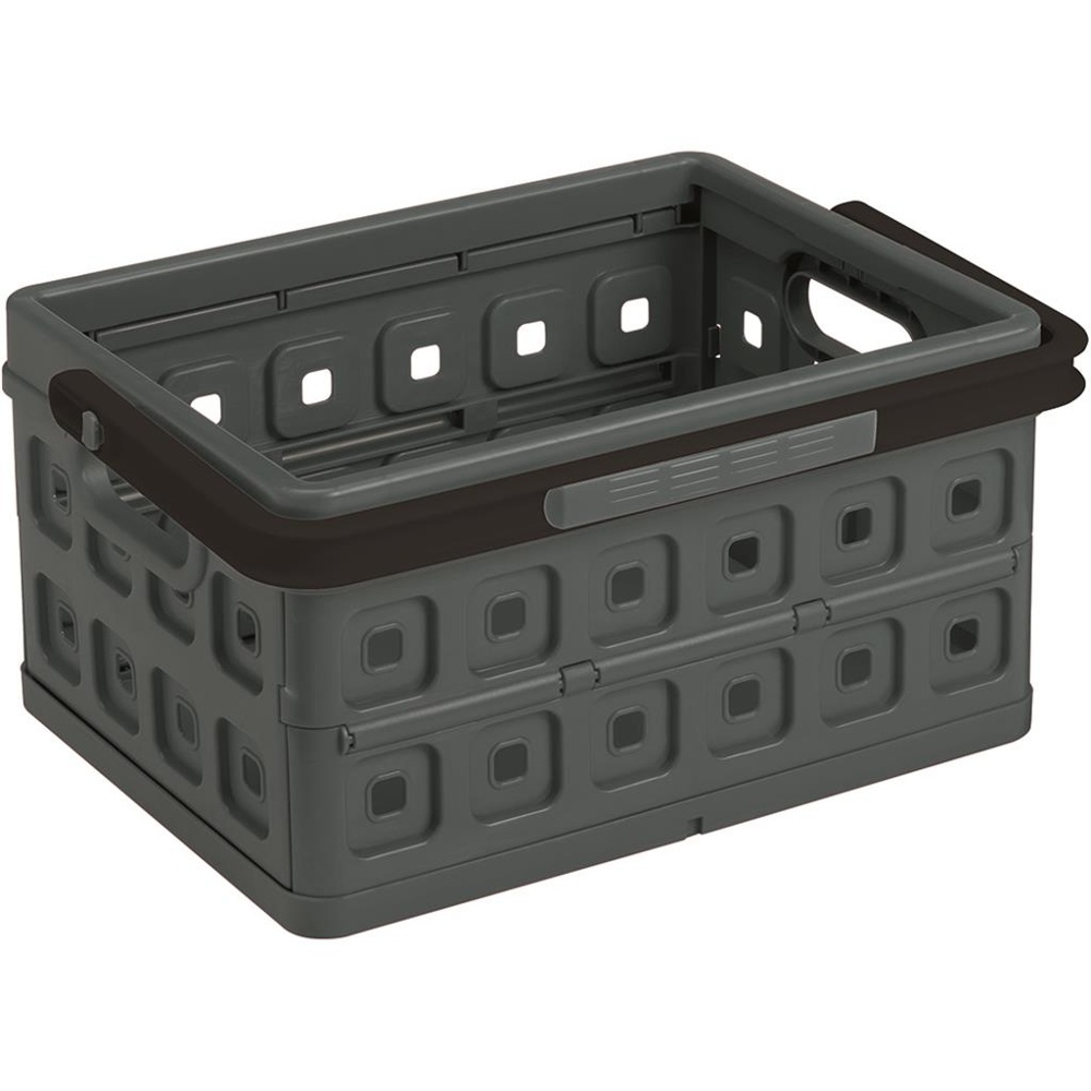 Basket, Foldable, With handle, 24 L, MEDIUM VOUWKRAT, 44 x 31,5 x H21 cm, Dark Grey in the group Storage / Storage room and garage / Baskets and buckets at SmartaSaker.se (41498)