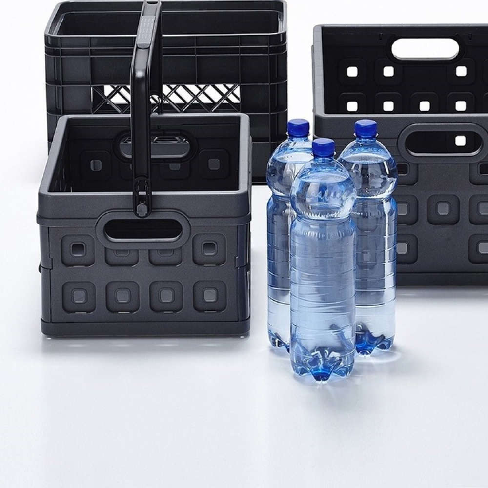 Basket, Foldable, With handle, 24 L, MEDIUM VOUWKRAT, 44 x 31,5 x H21 cm, Dark Grey in the group Storage / Storage room and garage / Baskets and buckets at SmartaSaker.se (41498)