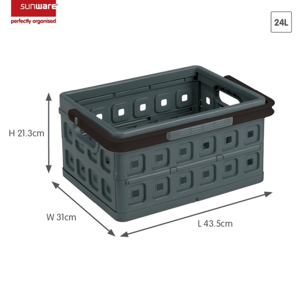Basket, Foldable, With handle, 24 L, MEDIUM VOUWKRAT, 44 x 31,5 x H21 cm, Dark Grey in the group Storage / Storage room and garage / Baskets and buckets at SmartaSaker.se (41498)