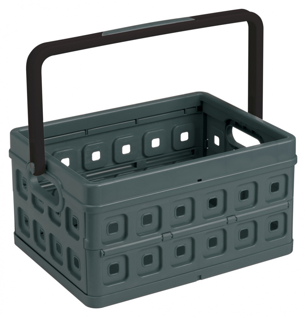 Basket, Foldable, With handle, 24 L, MEDIUM VOUWKRAT, 44 x 31,5 x H21 cm, Dark Grey in the group Storage / Storage room and garage / Baskets and buckets at SmartaSaker.se (41498)