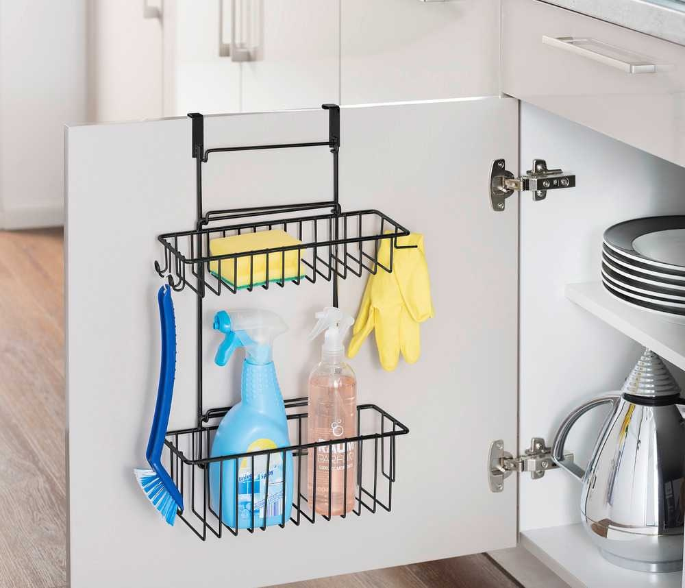 Baskets for cabinet door, CLIP-ON-BASKET, 24 x 15 x H 11,5 cm, Black in the group Storage / Kitchen storage / Kitchen cabinet organizers / Under sink storage at SmartaSaker.se (41502)