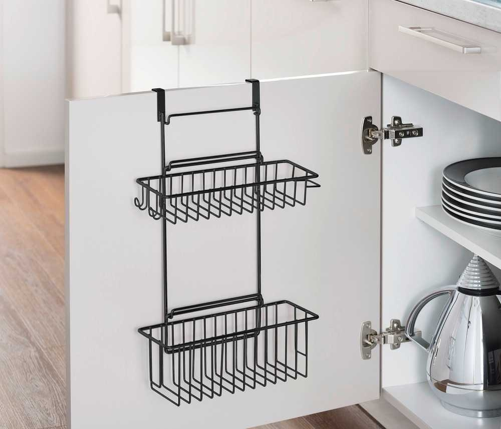 Baskets for cabinet door, CLIP-ON-BASKET, 24 x 15 x H 11,5 cm, Black in the group Storage / Kitchen storage / Kitchen cabinet organizers / Under sink storage at SmartaSaker.se (41502)