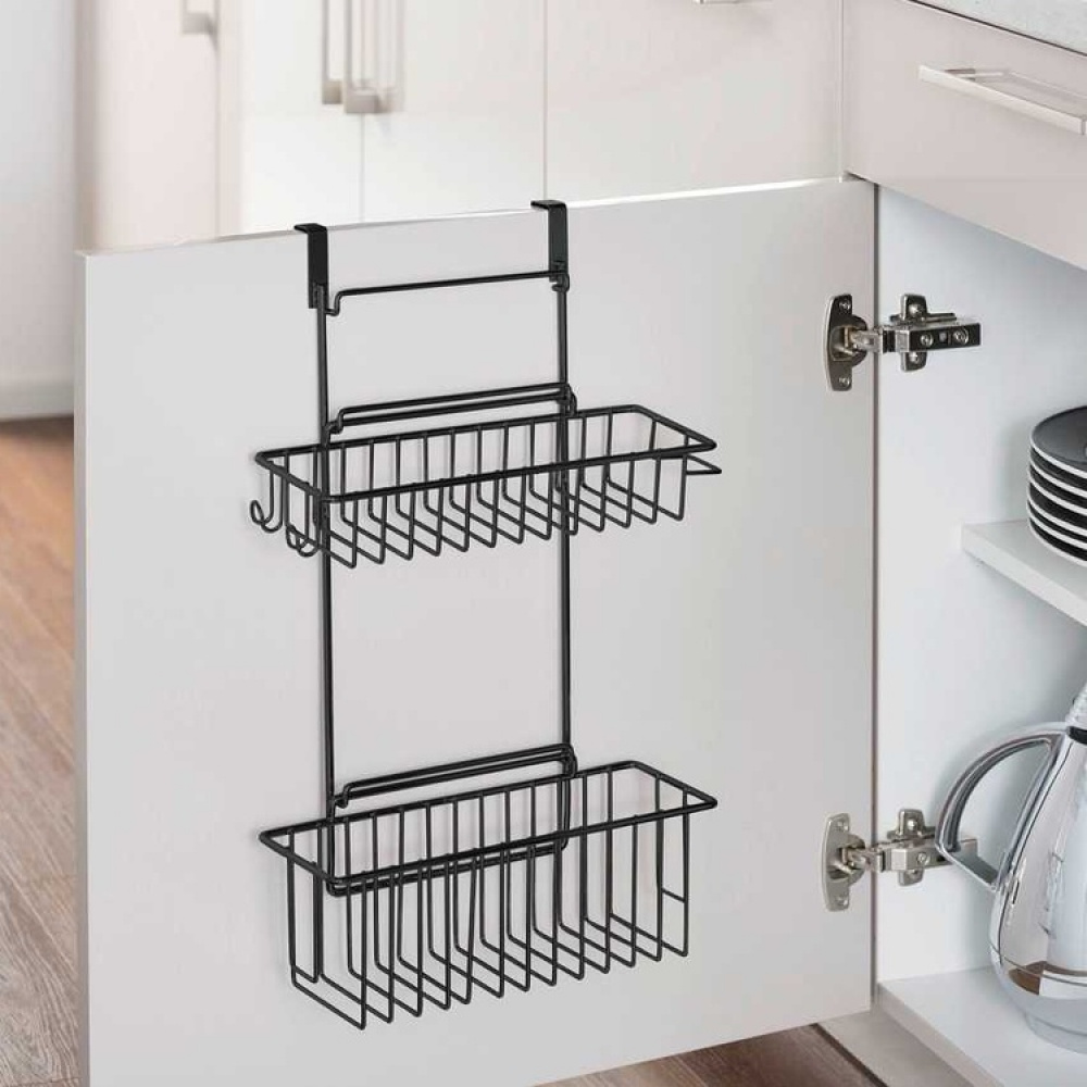 Baskets for cabinet door, CLIP-ON-BASKET, 24 x 15 x H 11,5 cm, Black in the group Storage / Kitchen storage / Kitchen cabinet organizers / Under sink storage at SmartaSaker.se (41502)