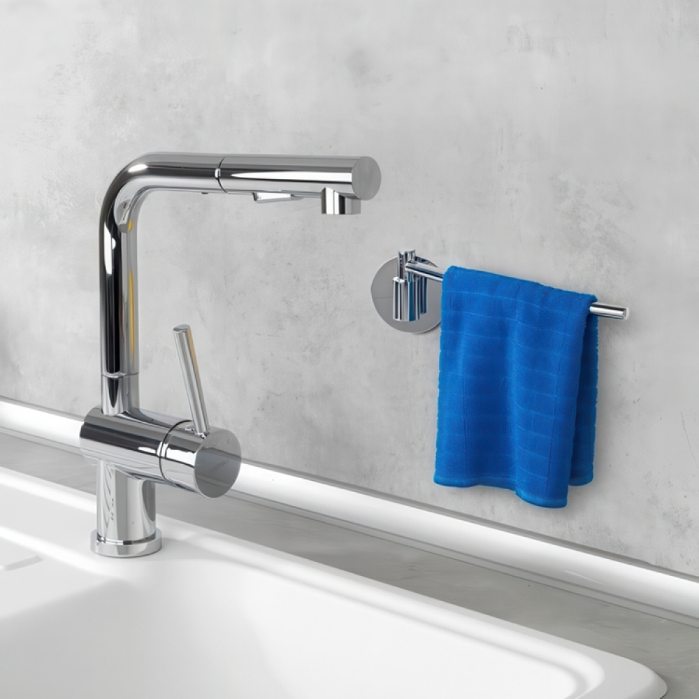 Hook for dishcloth, Metal, Adhesive, TURBO-LOC, Silver in the group Storage / Kitchen storage / Dish racks and sink accessories at SmartaSaker.se (41509)