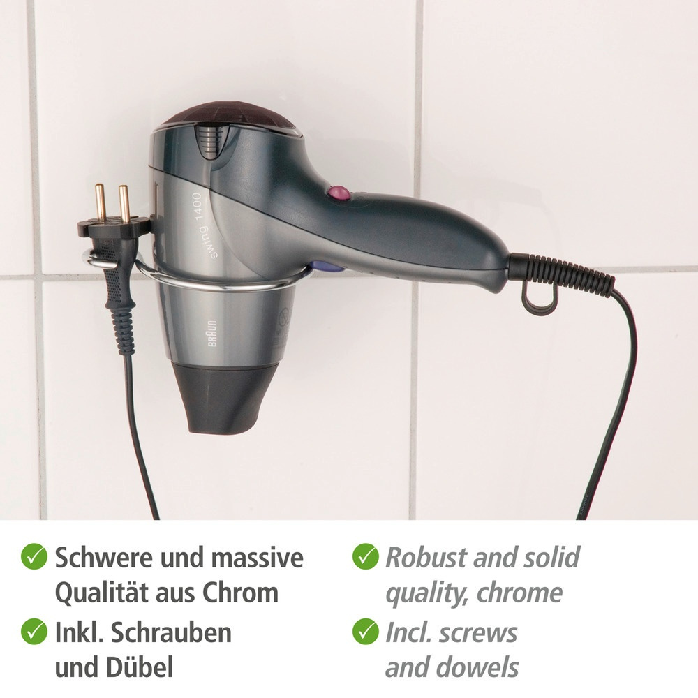 Hairdryer holder, MILANO, Chrome in the group Storage / Bathroom storage at SmartaSaker.se (41516)