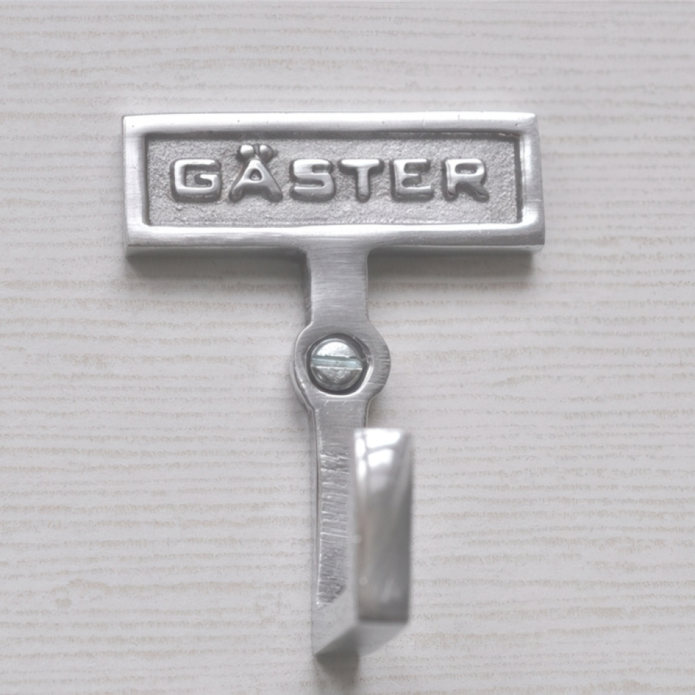 Hook with sign, GÄSTER, H 7 cm, Exmez, Aluminium in the group Storage / Magnets and adhesives / Signs and labels at SmartaSaker.se (41521)