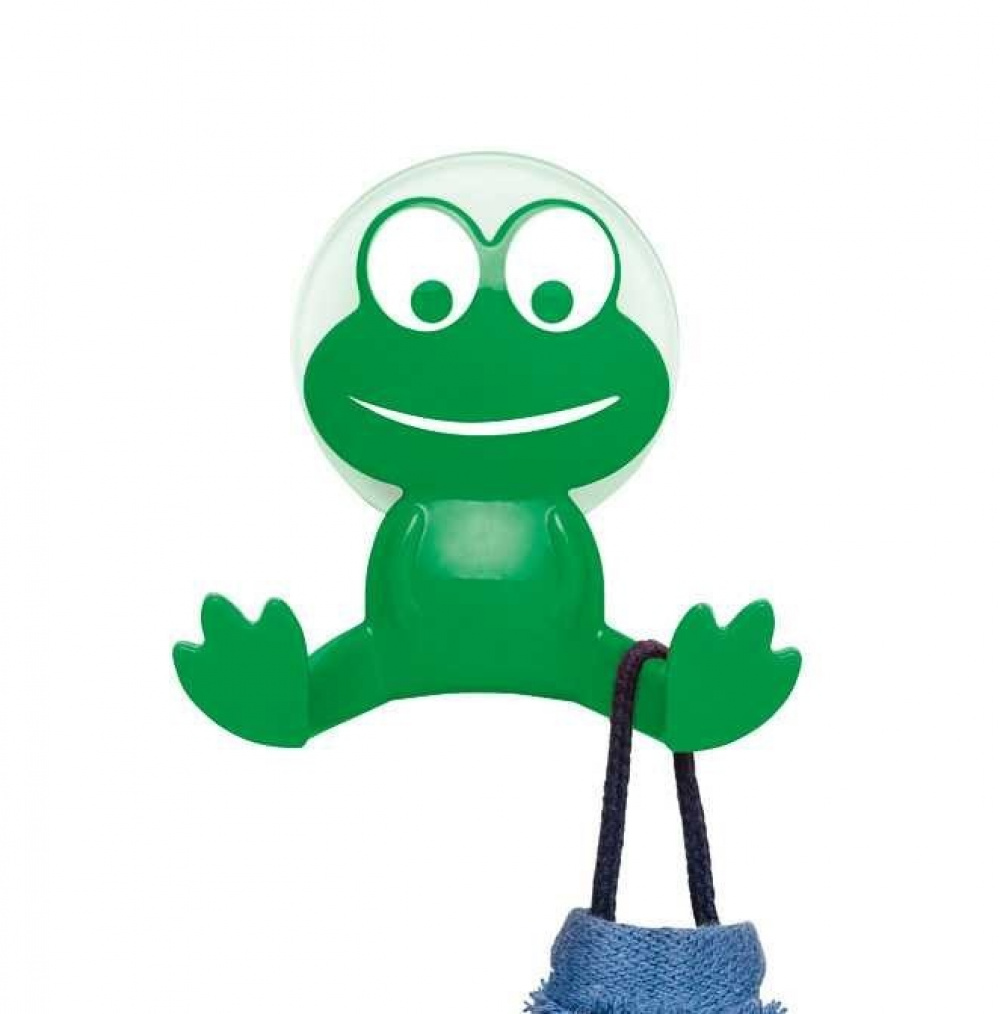 Hook with suction cup, HAPPY FROG, 9,5 x H 9,5 cm, Green in the group Storage / Bathroom storage at SmartaSaker.se (41525)