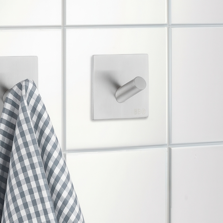 Hook, Self-adhesive, Square, BESLAGSBODEN, 4,5 x H 4,5 cm, Brushed stainless steel in the group Storage / Magnets and adhesives / Self-adhesive hooks at SmartaSaker.se (41534)