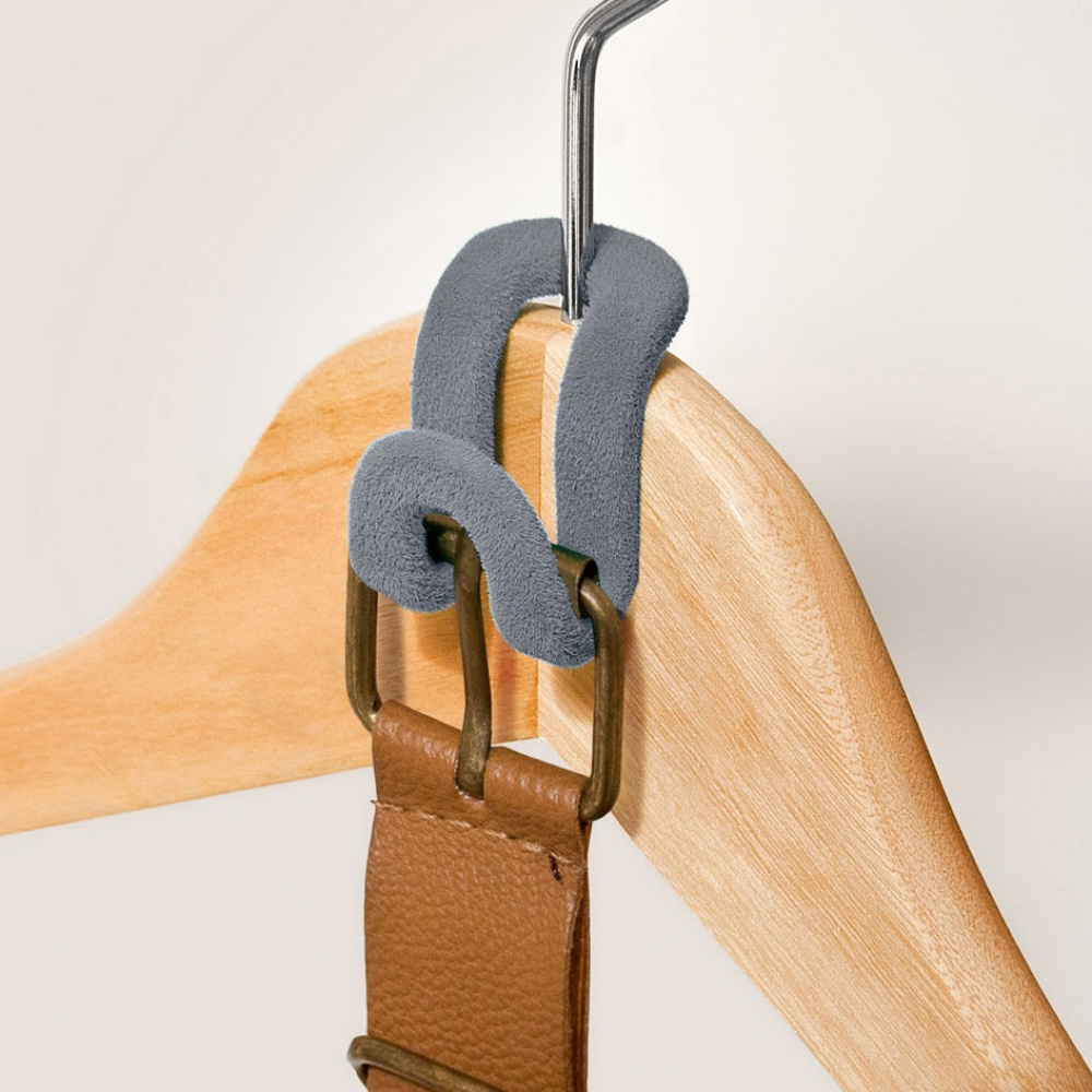 Hooks for hangers, Set of 8, VELVET CASCADE, Anti Slip, Grey in the group Storage / Wardrobe storage / Hangers and hooks at SmartaSaker.se (41543)