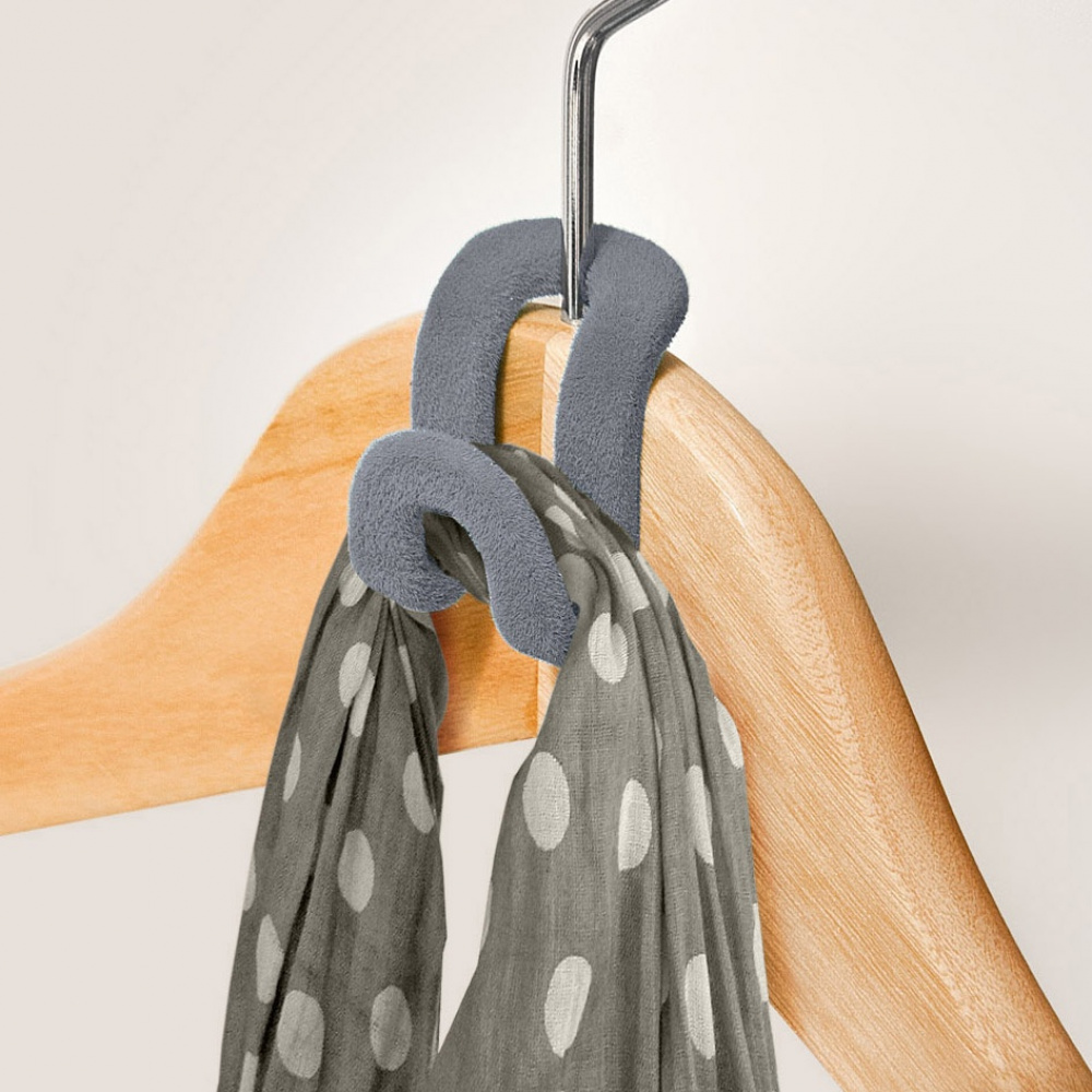 Hooks for hangers, Set of 8, VELVET CASCADE, Anti Slip, Grey in the group Storage / Wardrobe storage / Hangers and hooks at SmartaSaker.se (41543)