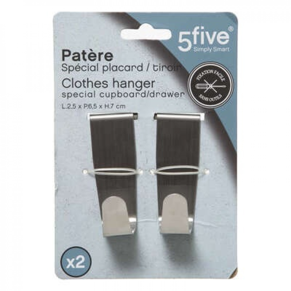 Hooks over cabinet door, Set of 2, Brushed stainless steel, SIMPLY SMART, Silver in the group Storage / Bedroom storage / Over door hooks at SmartaSaker.se (41548)