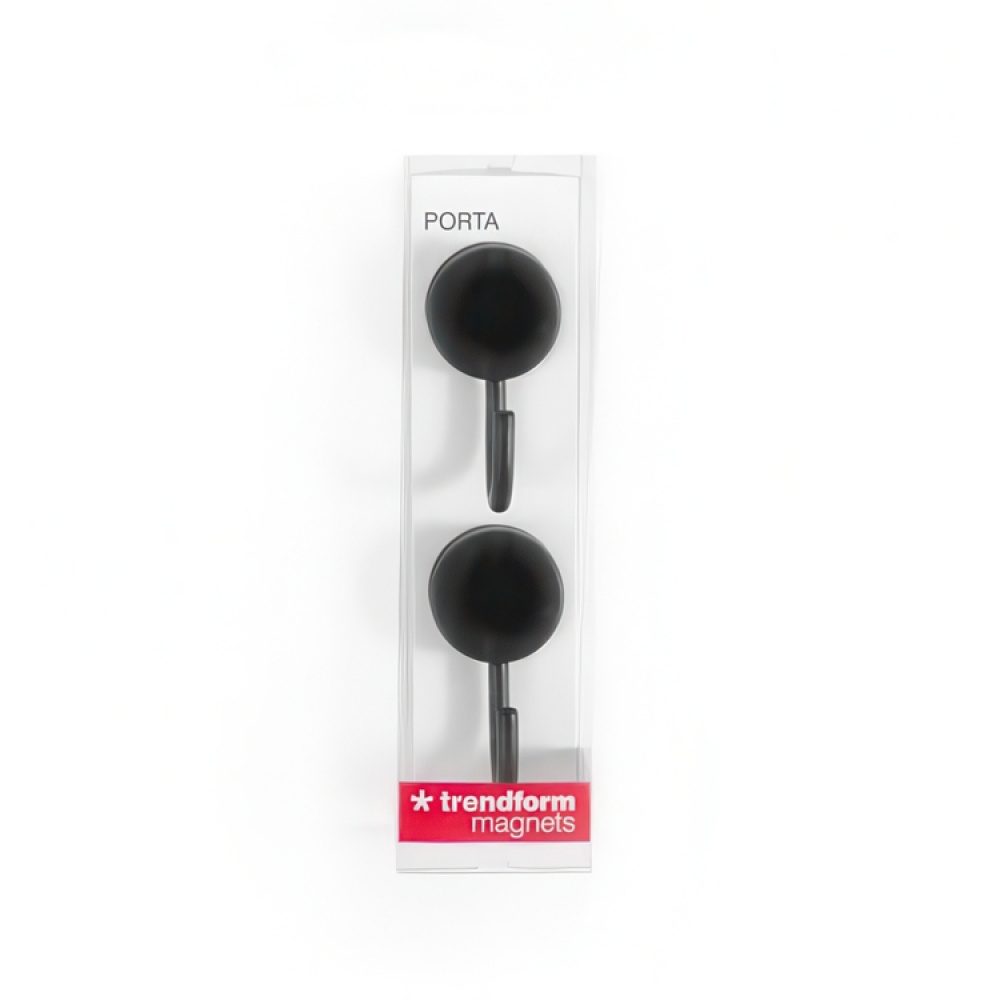 Hooks Magnetic, Set of 2, PORTA, Ø 2,5 x H 5 cm, Black in the group Storage / Magnets and adhesives / Magnetic Hooks at SmartaSaker.se (41557)