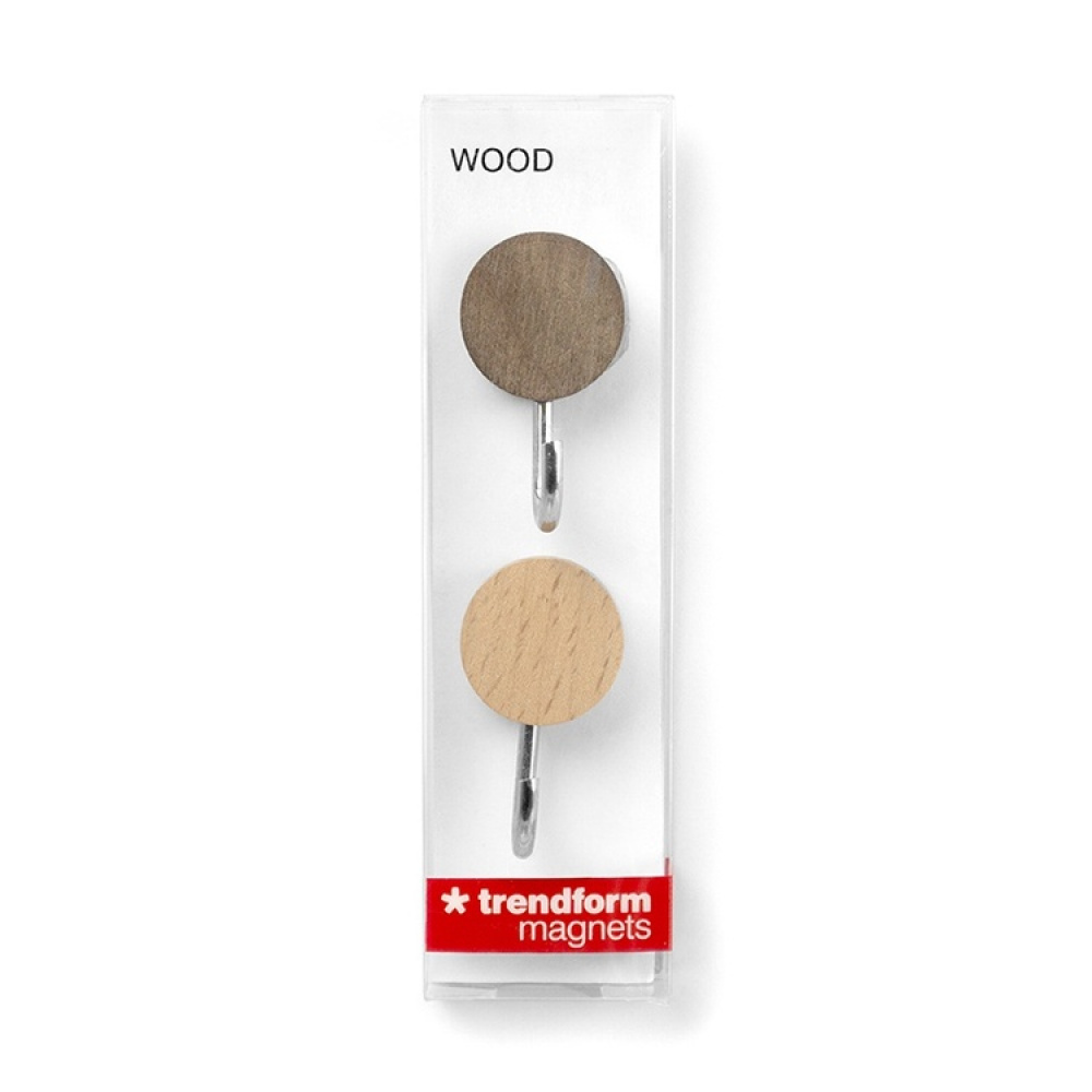 Hooks Magnetic, Set of 2, WOOD, Ø 2,5 cm x H 4,5 cm, Valnut / Nature in the group Storage / Magnets and adhesives / Magnetic Hooks at SmartaSaker.se (41560)